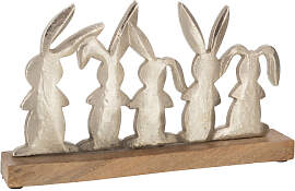 Hasen In Reihe Mangobaum / Metall Silber Naturell