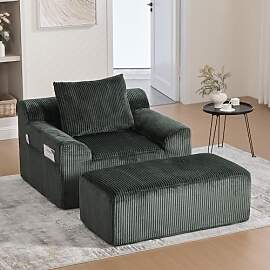 HAUSPROFI Schlafsessel aus Cord, 147x110x67cm Sofa 