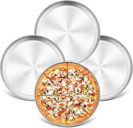HaWare Pizzablech 4er Set, Edelstahl Rund