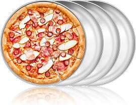 HaWare Pizzablech 4er Set, Edelstahl Rund