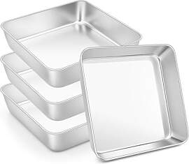 HaWare Quadratische Auflaufform 4er Set, Edelstahl 