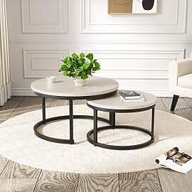 Hawthyhome 2 Stücke Beistelltisch Set rund,