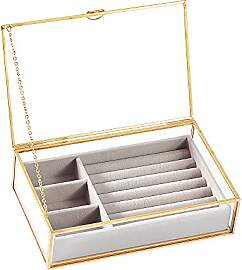 HCENJOC Goldene Vintage-Schmuckschatulle aus