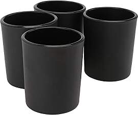HEALLILY Teelichthalter aus mattem Glas, schwarz,