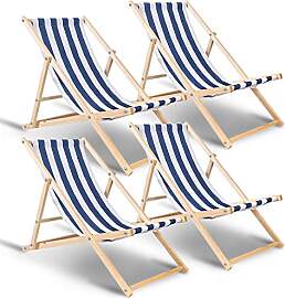 Hebitod Liegestuhl Holz Klappbar, 4 Ser Set,
