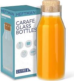 HEFTMAN Karaffe Glasflasche – 2 Liter