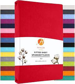 Heim24h Spannbettlaken 140x200cm bis 30 cm, Rot,