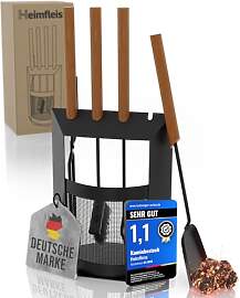 Heimfleiss® Kaminbesteck Schwarz Modern | Premium 