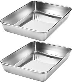 HEIYUET 2er Set 30 x 24 x 5cm Backblech Edelstahl