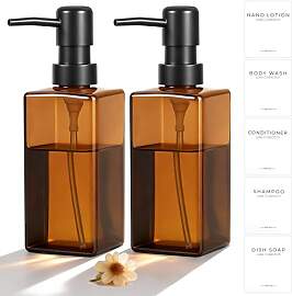 Hejo 2 Stück Seifenspender Glas Braun mit Pumpe,