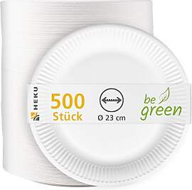 HEKU große Pappteller Ø 23cm, 500 Stück, weiß