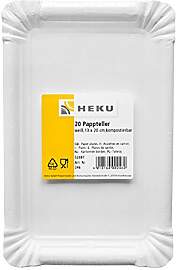 Heku NEU Pappteller weiß, ca. 13x20 cm, 20 Stück