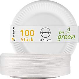 HEKU weiße Pappteller 100er Pack Ø 18cm I
