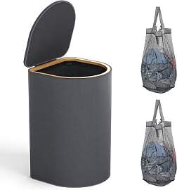 HELLKOPF Wäschekorb Holz mit Deckel - 70 Liter