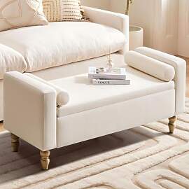 Hellove Sitzbank mit Stauraum, Leinen Gepolstert