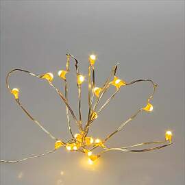 hellum LED Kupfer-Lichterkette Tauperlen, 20 gelbe 