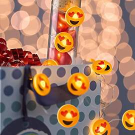 hellum LED Lichterkette Emoji, 10 LED Herzaugen -