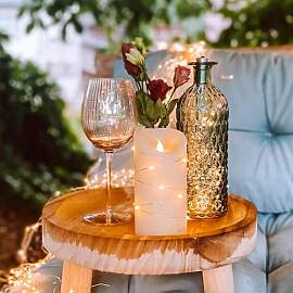 hellum LED Wachskerze mit Lichterkette und Timer,