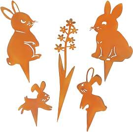 HENGLUO 5 Stück Osterhasen Rostdeko Aussen, Rost