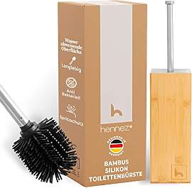 HENNEZ Toilettenbürste Silikon mit Bambus