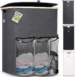 Hennez Wäschebox 150L - Wäschekorb 3 Fächer 60