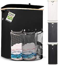 Hennez Wäschebox 150L - Wäschekorb 3 Fächer -