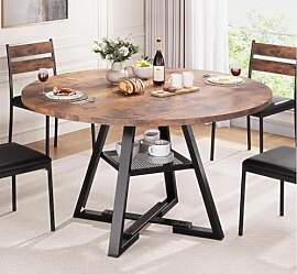 Henunem Runder Esstisch 4-6 Personen Holz 120cm