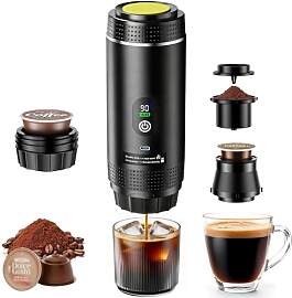 Herbst Mini Akku Kaffeemaschine, 3 in 1 Tragbare