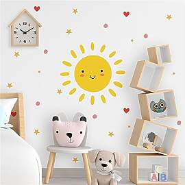 Herfair Wandtattoo Kinderzimmer Deko, Smiley Sonne 