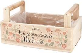 Herz & Heim® Holzkiste mit Blumenmotiv und
