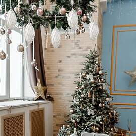 HERZONE 6pcs weihnachtsanhänger Weiße Glitzer