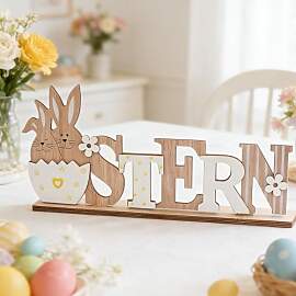 HERZONE Holz Hase Aufsteller für Ostern,Osterhase 
