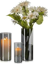 Hewory Vase Schwarz für Deko Wohnung: 3 Vasen Set 