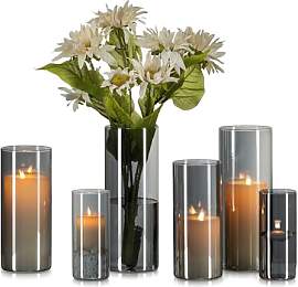 Hewory Vase Schwarz für Deko Wohnung: 6 Vasen Set 