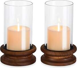 Hewory Windlicht Glas Deko Wohnzimmer: 2er Set