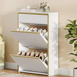 HEXCELEN Schmaler Schuhschrank mit 2 Klapptüren,