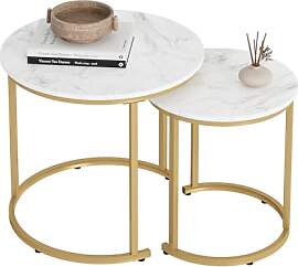 HEYZOEY Couchtisch Rund 2er Set, Wohnzimmertisch,