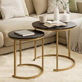 HEYZOEY Couchtisch Rund 2er Set, Wohnzimmertisch,