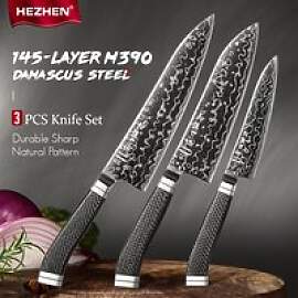 HEZHEN 1/3-teiliges Messerset 145 Lagen Damaszener 