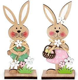 HFMYGS 2 Stück Osterdeko Holz Hase, Osterhase