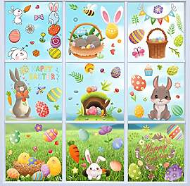 Hianjoo Fenstersticker Ostern Selbstklebend, 9