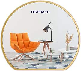 HIGHBATH Goldener Rahmenspiegel, 50 cm, Halbrunder 