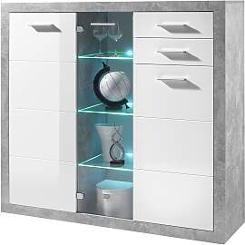 Highboard HBZ "Stone weiß Hochglanz,