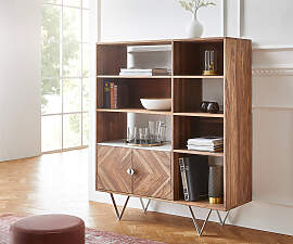 Highboard Pacino 115 cm Sheesham Natur Steinplatte 