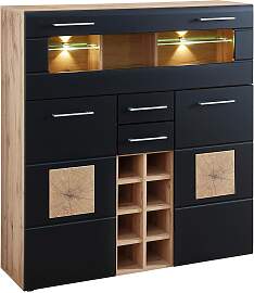 Highboard Sonate Schwarz/Eichefarben