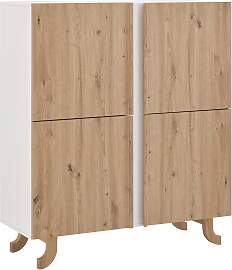 Highboard Vira Weiß/Kiefer Echtholz/MDF