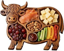 Highland Cute Cow Holz Charcuterie Brett,
