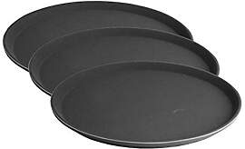 Hillfield® 3er Set Gastro Tablett rund, schwarz - 