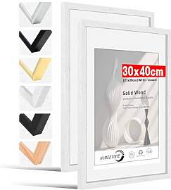 HIMEETIME® 2x Bilderrahmen,30x40 cm Weiss Rahmen