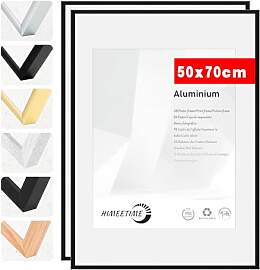 HIMEETIME® 2x Bilderrahmen 50x70 cm Schwarz